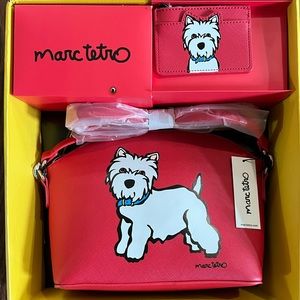 NWT Marc Tetro Westie Handbag and credit card ID holder - red with Westie!!